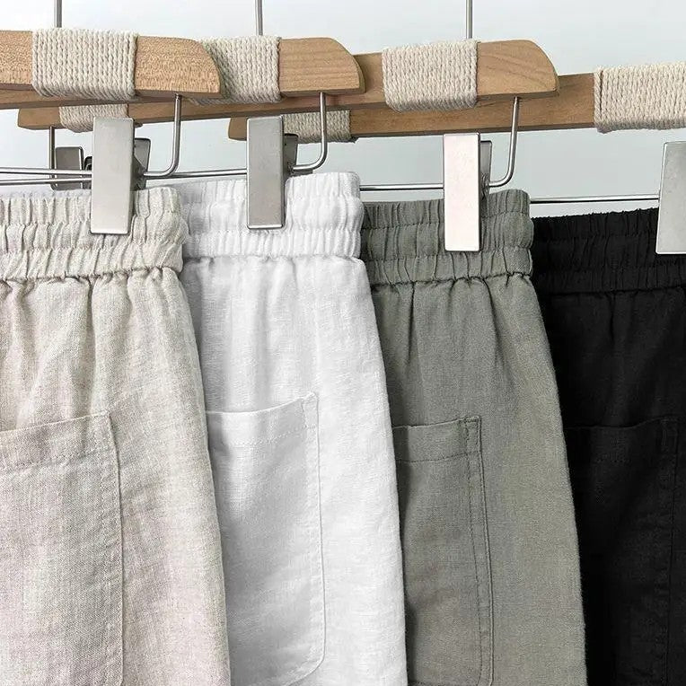 OLD MONEY Pantaloni in lino dal taglio dritto