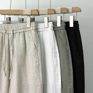 OLD MONEY Pantaloni in lino dal taglio dritto