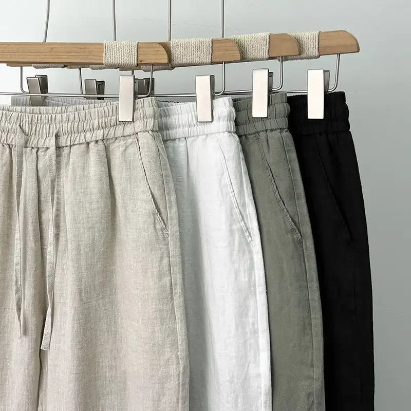 OLD MONEY Pantaloni in lino dal taglio dritto
