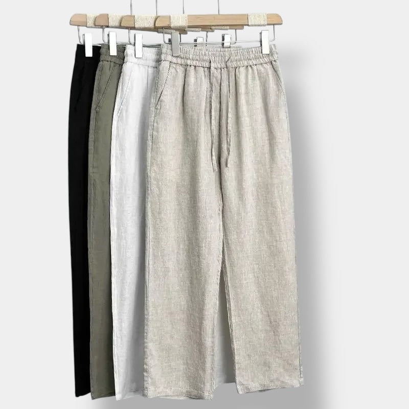 OLD MONEY Pantaloni in lino dal taglio dritto