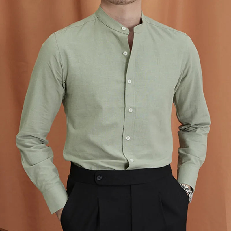 OLD MONEY Mao Collar Shirt - WEAR OLD MONEY