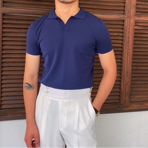 OLD MONEY V Collar Polo Shirt