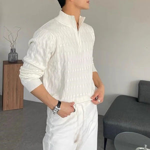 OLD MONEY Zipped Jacquard Sweater - WEAR OLD MONEY