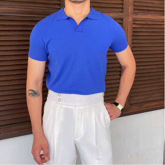 OLD MONEY V Collar Polo Shirt