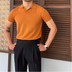 OLD MONEY V Collar Polo Shirt