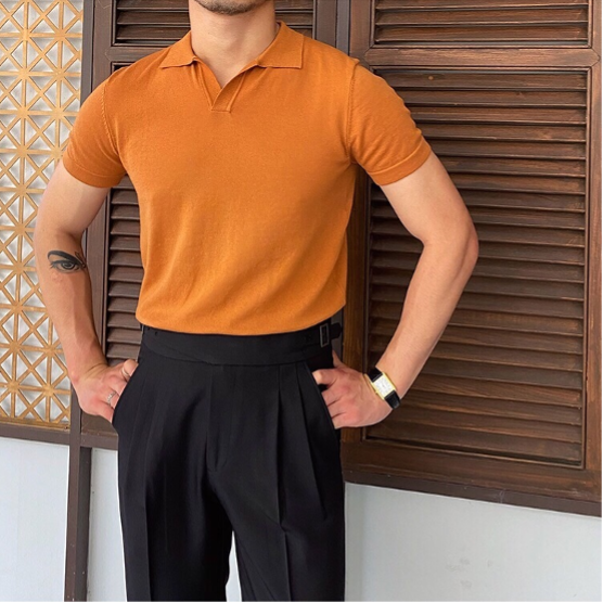 OLD MONEY V Collar Polo Shirt