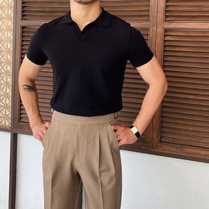 OLD MONEY V Collar Polo Shirt