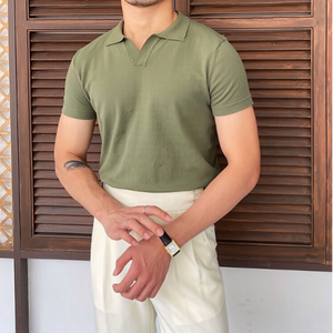 OLD MONEY V Collar Polo Shirt