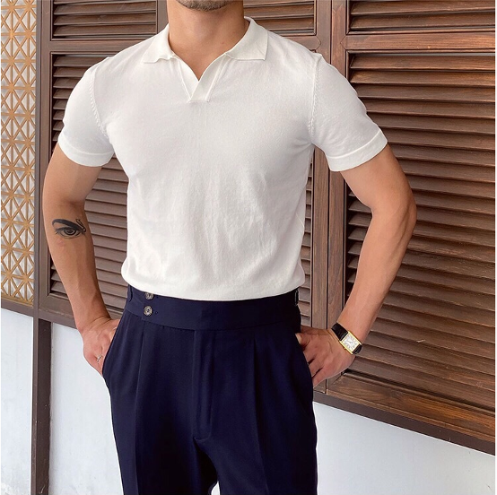 OLD MONEY V Collar Polo Shirt